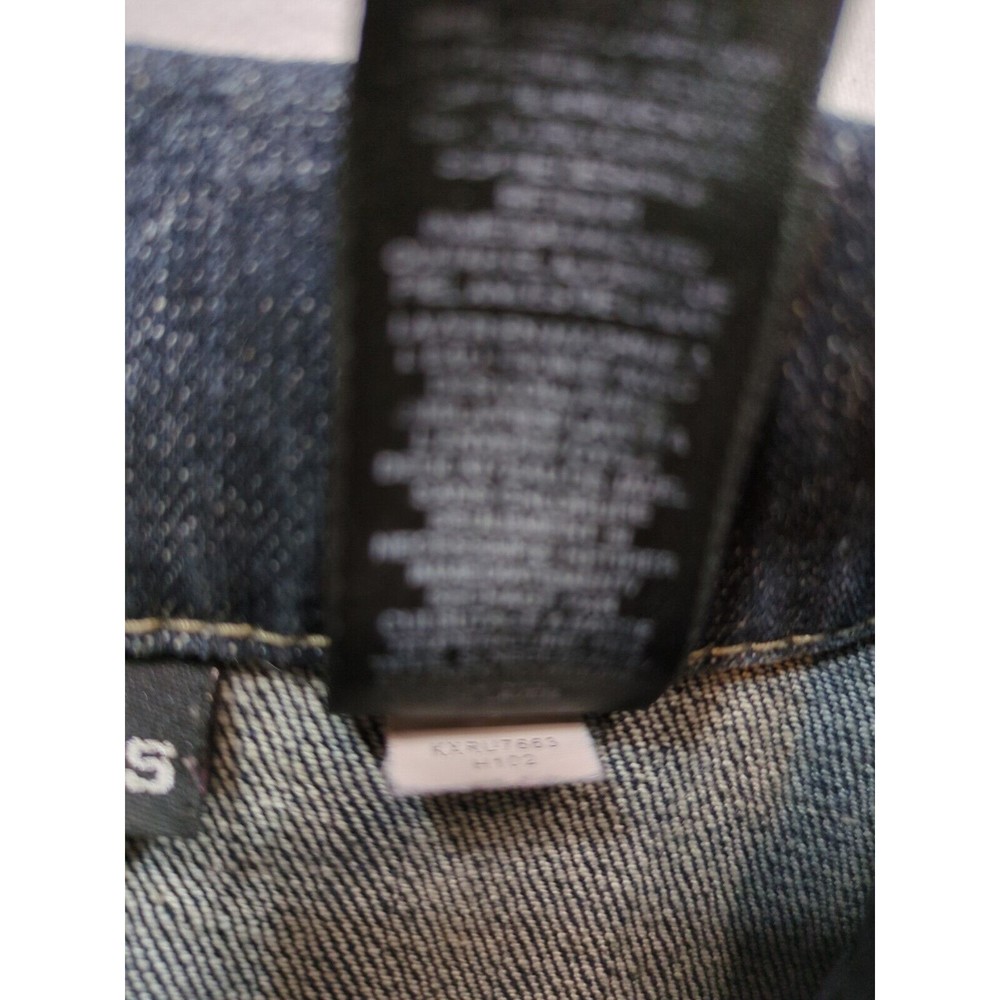 DKNY Juniors Jacket Blue Denim Collared Buttons Patches And Heart Logo Size L - Picture 12 of 16